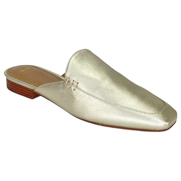 Marc Fisher LTD Pam Gold Leather Metallic Leather Womens Flat Mules Size 6M - Picture 2 of 16